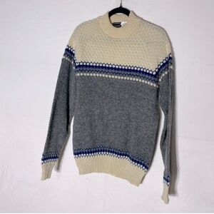 Vintage Norvyk Textured Knit Wool Crew Neck Sweater M